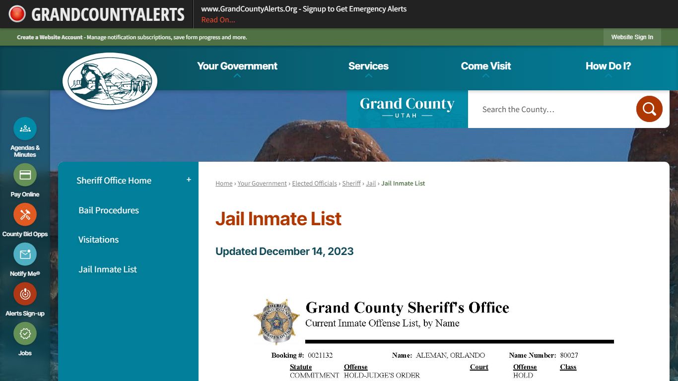 Jail Inmate List | Grand County, UT - Official Website
