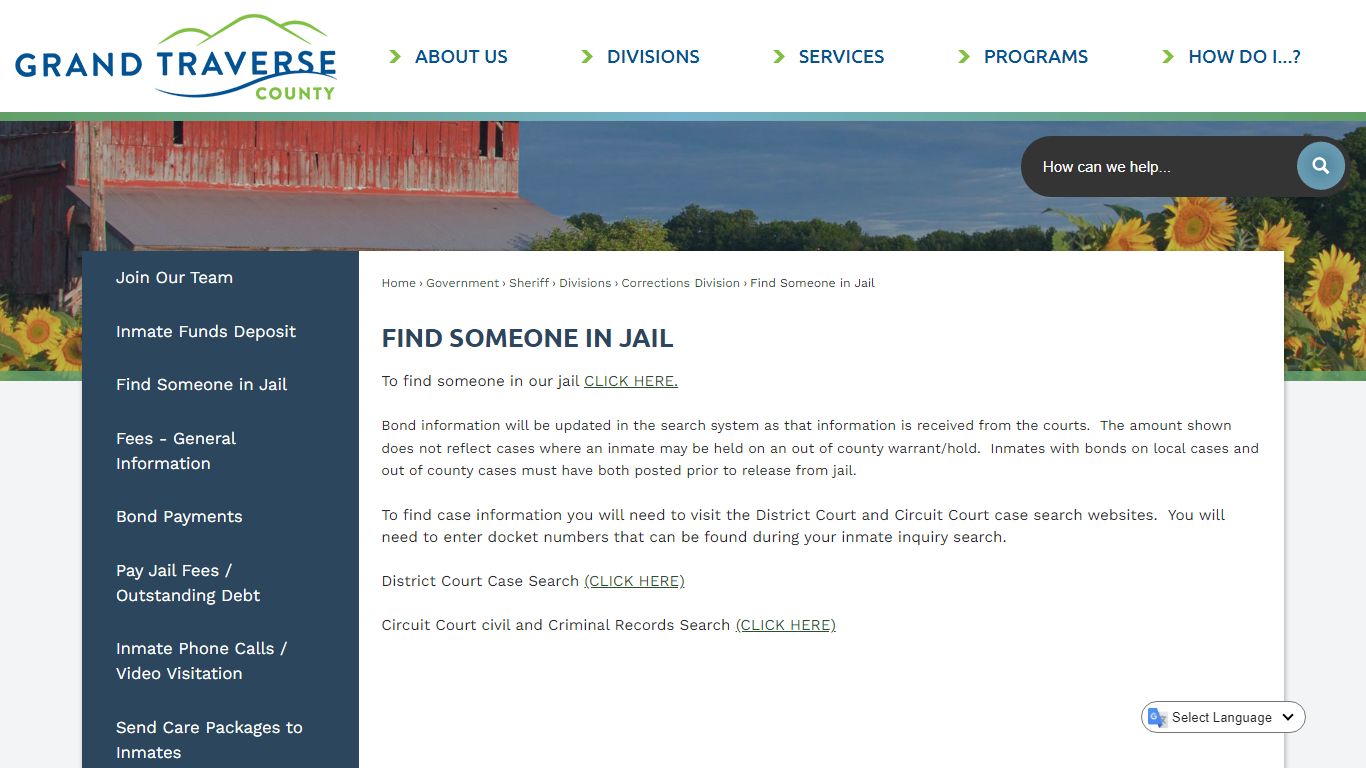 Find Someone in Jail | Grand Traverse County, MI
