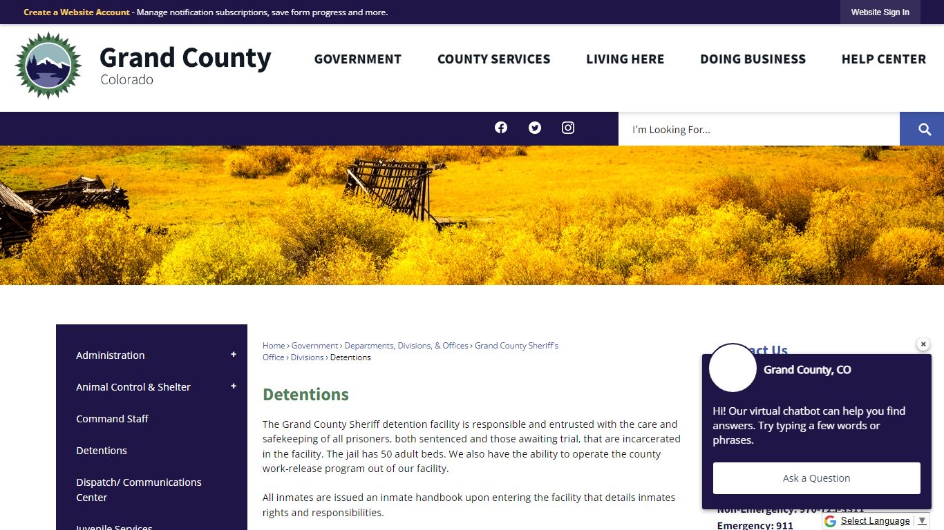 Detentions | Grand County, CO - Official Website